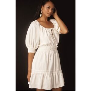 NEW Anthropologie Somerset White Puff-Sleeve A-Line Tiered Mini Dress Plus 2X